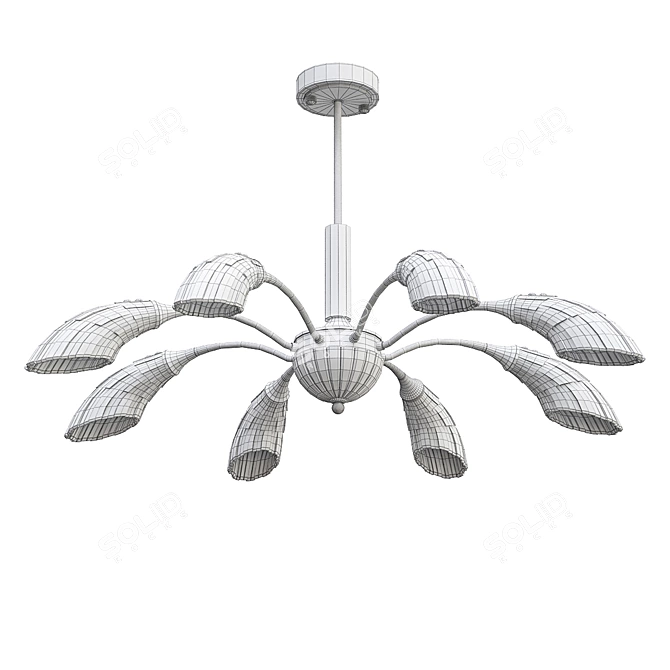 Radiant Glass Leaf Chandelier Set 3D model image 6