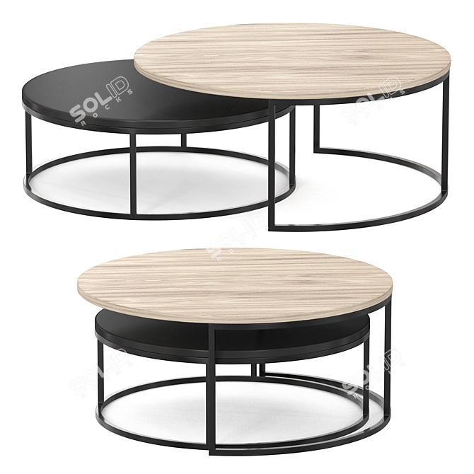 Nested Round Coffee Table Set 3D model image 1