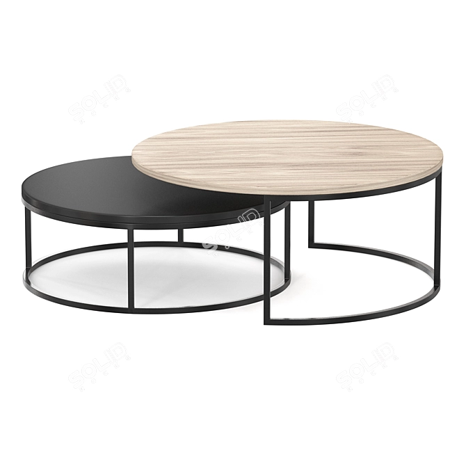 Nested Round Coffee Table Set 3D model image 2