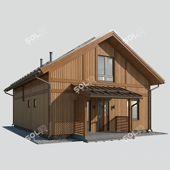 Wooden Cottage with Roof 3D 3D model image 5