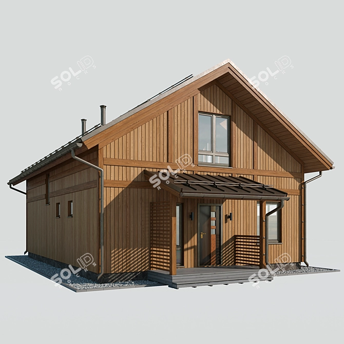 Wooden Cottage with Roof 3D 3D model image 7