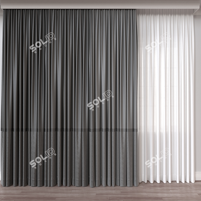  Textured Curtain 3D Model 3D model image 1