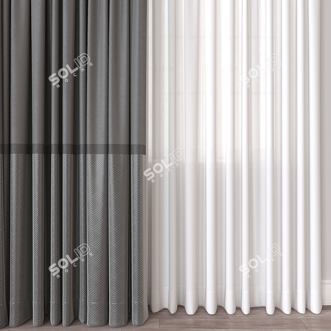  Textured Curtain 3D Model 3D model image 2