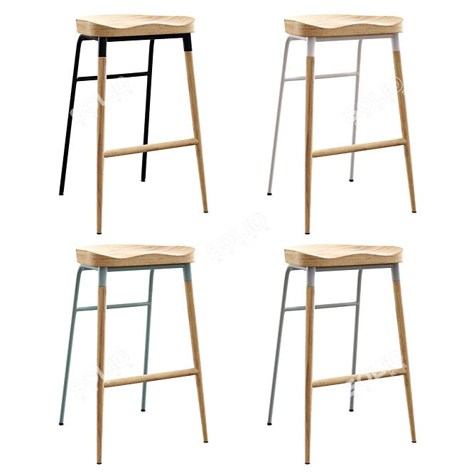 Sleek Modern Bar Stool 3D model image 2