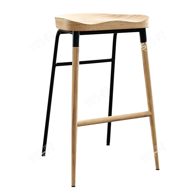 Sleek Modern Bar Stool 3D model image 3