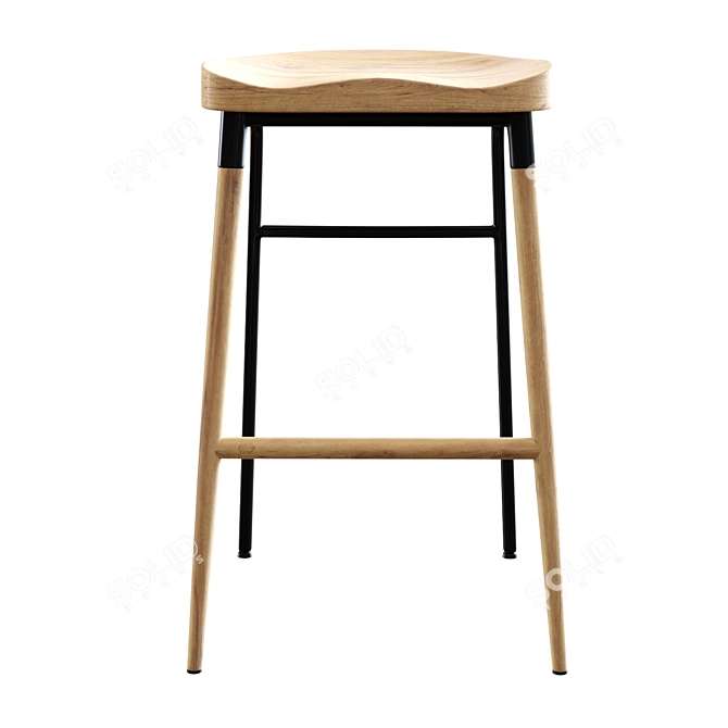 Sleek Modern Bar Stool 3D model image 4