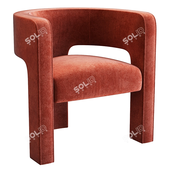 Modern Velvet Sculpt Armchair 3D Model 3D model image 1