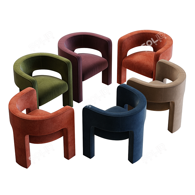 Modern Velvet Sculpt Armchair 3D Model 3D model image 3