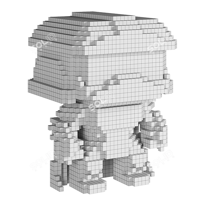 Ninja-Style 8-Bit Shredder Statue 3D model image 3