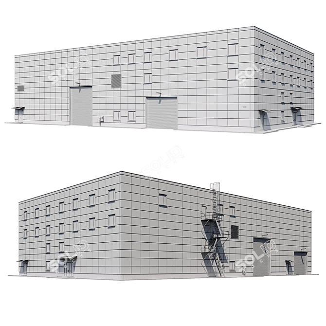 Industrial Factory Model V3 3D model image 2