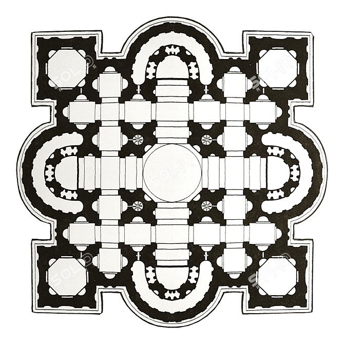 St. Peter's Basilica Inspired Rug 3D model image 1