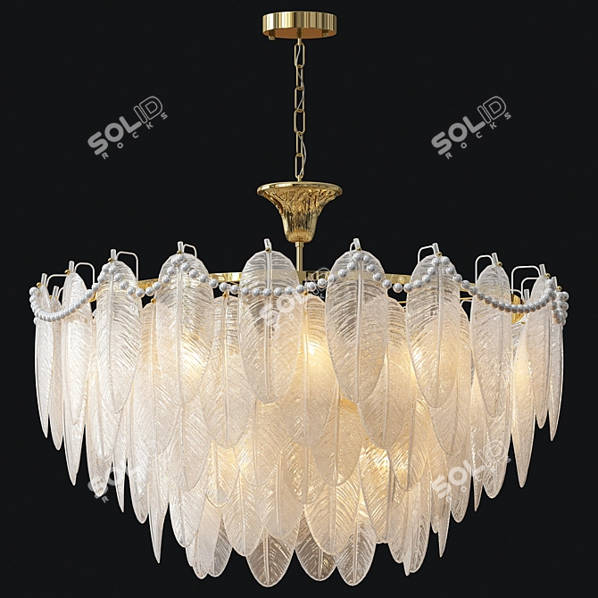 Luxury Crystal Feather Chandelier 3D model image 1