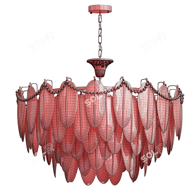 Luxury Crystal Feather Chandelier 3D model image 3