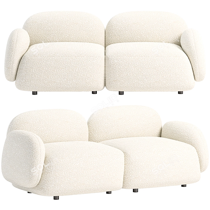 Modern 3-Seater Sofa Design 3D model image 1