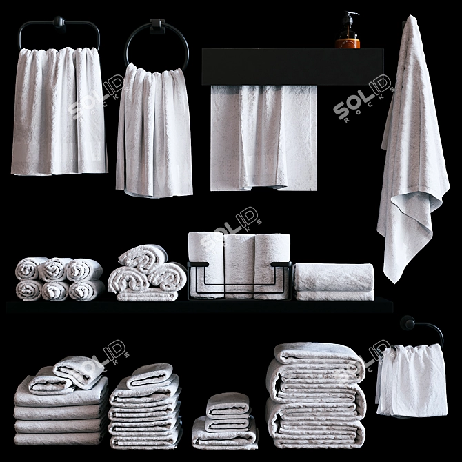 Title: Bathroom Towels Bundle 3D model image 1