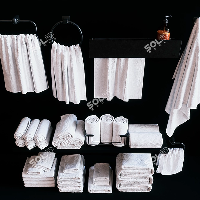 Title: Bathroom Towels Bundle 3D model image 4