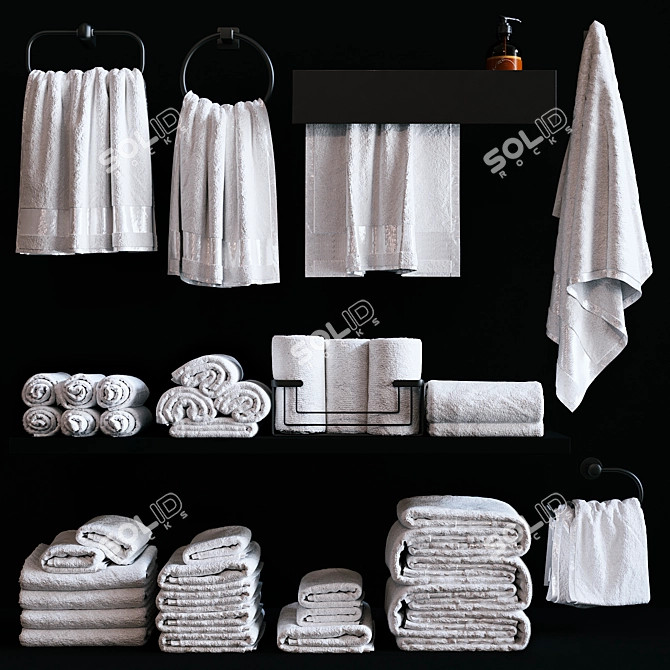 Title: Bathroom Towels Bundle 3D model image 9