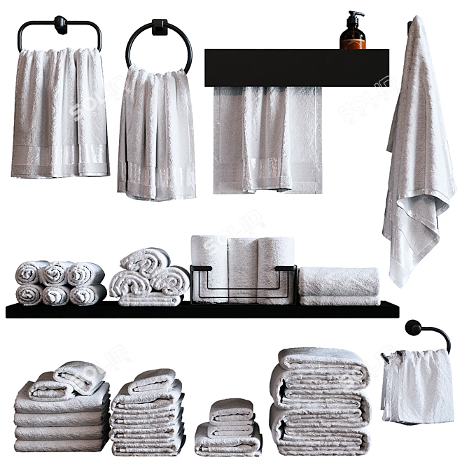 Title: Bathroom Towels Bundle 3D model image 10