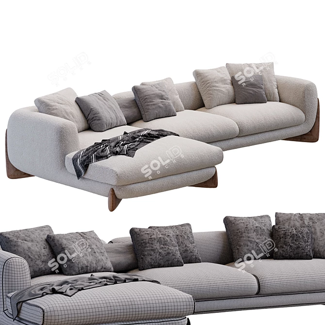 Modern Minamilist Softbay Furniture Set 3D model image 5