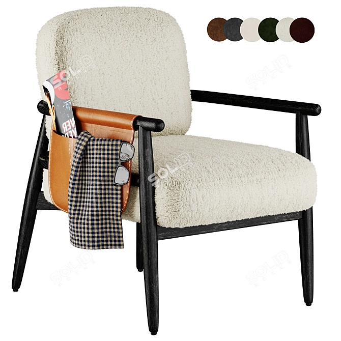 Modern Fabric Armchair with Removable Cover 3D model image 1