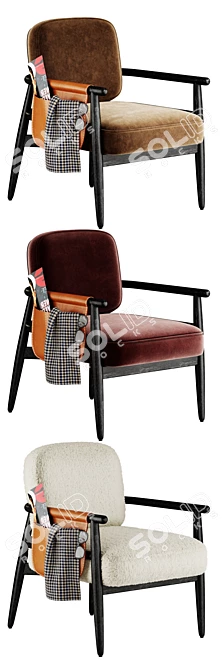 Modern Fabric Armchair with Removable Cover 3D model image 3