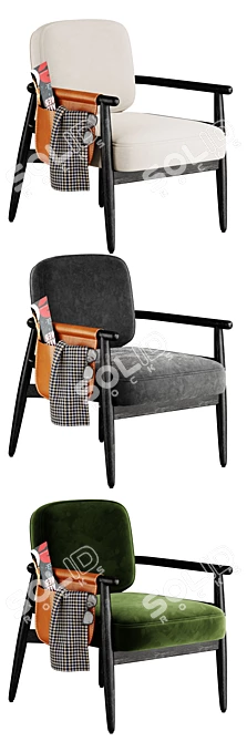 Modern Fabric Armchair with Removable Cover 3D model image 4