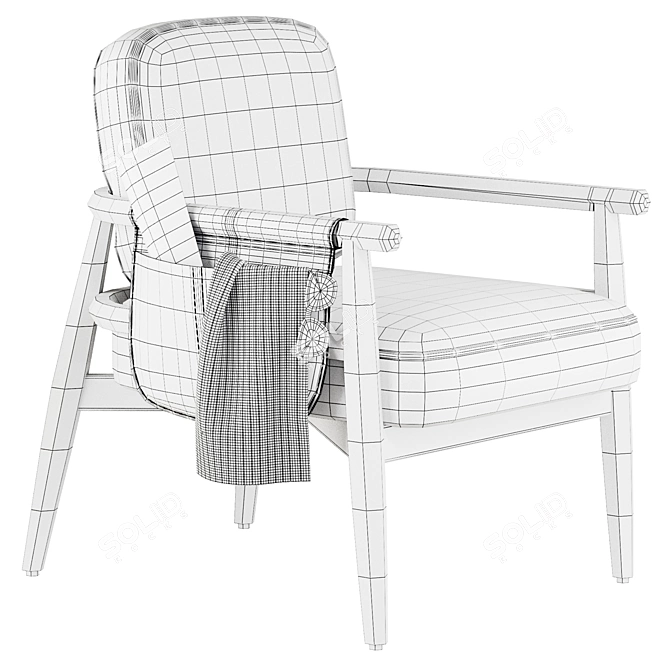 Modern Fabric Armchair with Removable Cover 3D model image 7