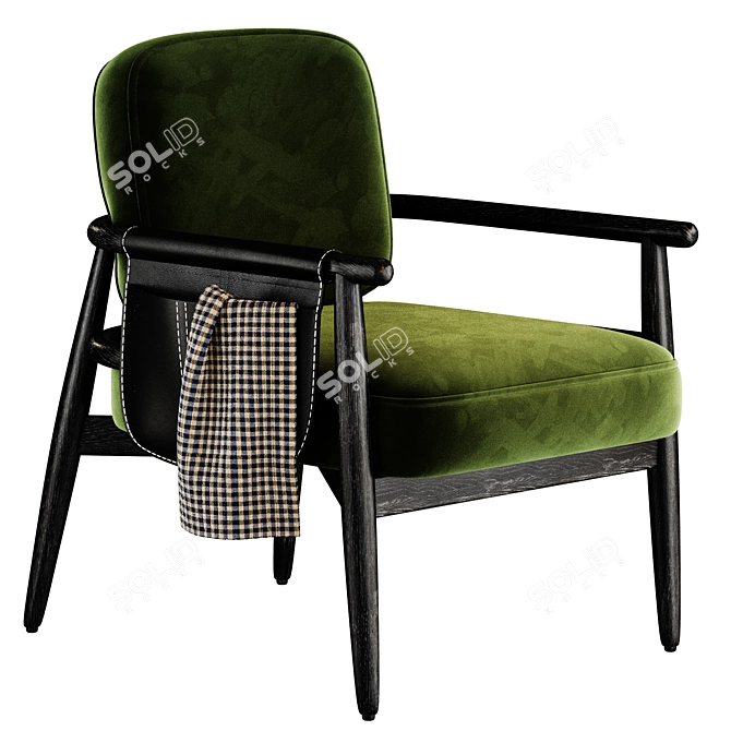 Modern Fabric Armchair with Removable Cover 3D model image 11