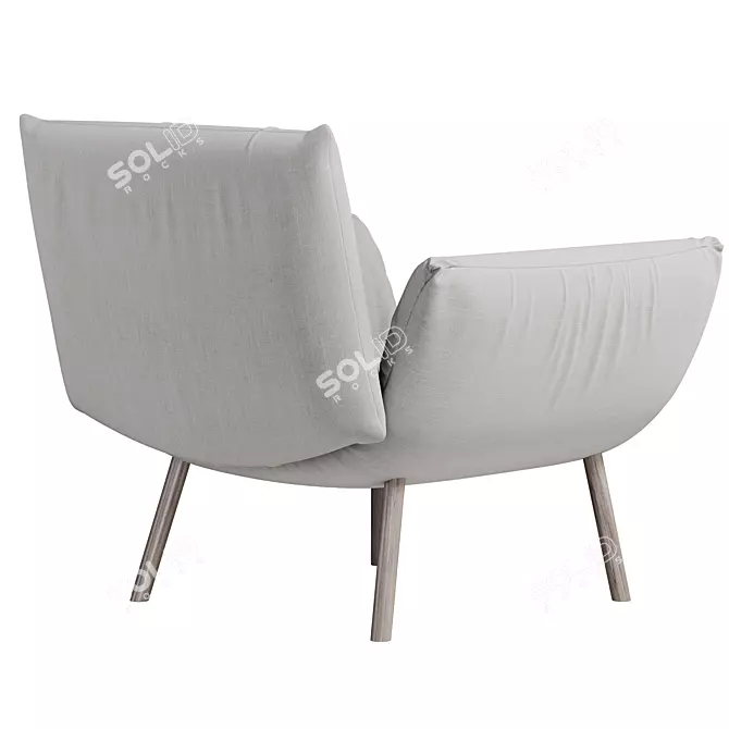 Modern Upholstered Low Seat Armchair 3D model image 3