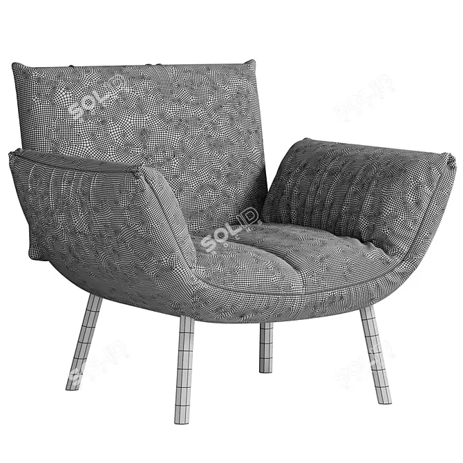 Modern Upholstered Low Seat Armchair 3D model image 4