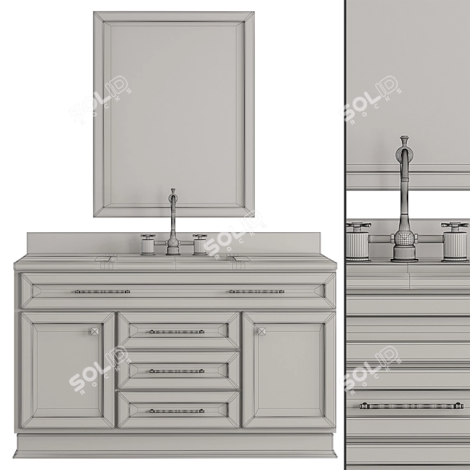  Elegant Black Bathroom Set 3D model image 4