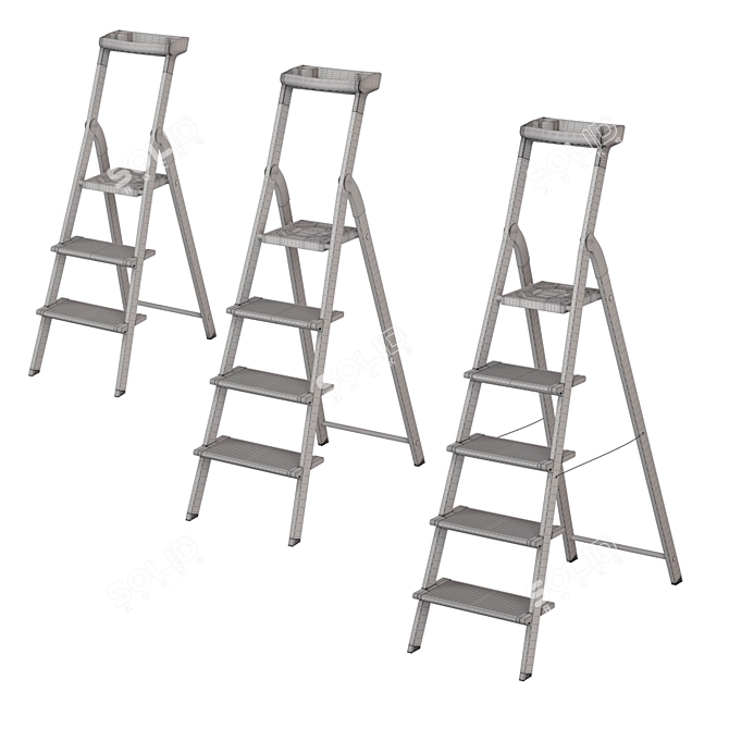 Aluminum Hailo L80 ComfortLine Ladder Set 3D model image 2