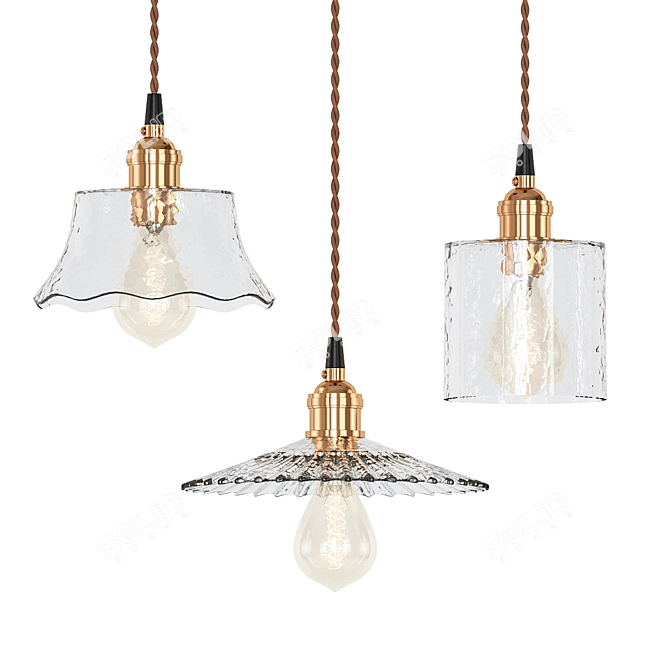 Elegant Glass Pendant Light 3D model image 1