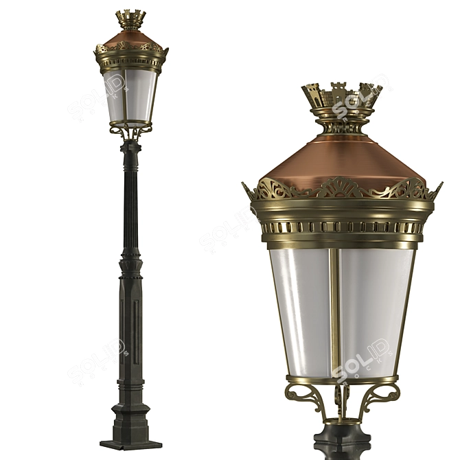 Parisian Lamppost: Elegant Illumination 3D model image 1