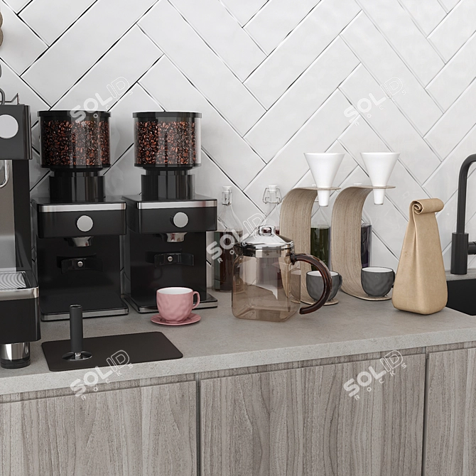 Modern Coffee Shop Interior Kit 3D model image 3