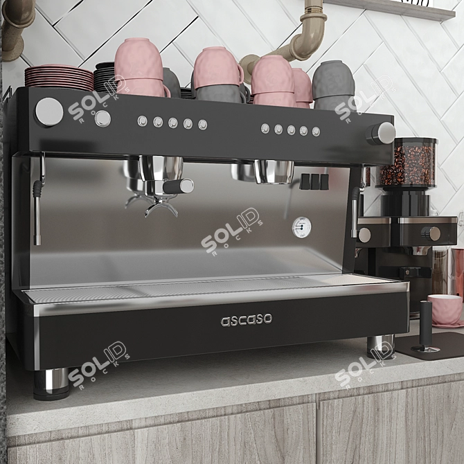 Modern Coffee Shop Interior Kit 3D model image 4