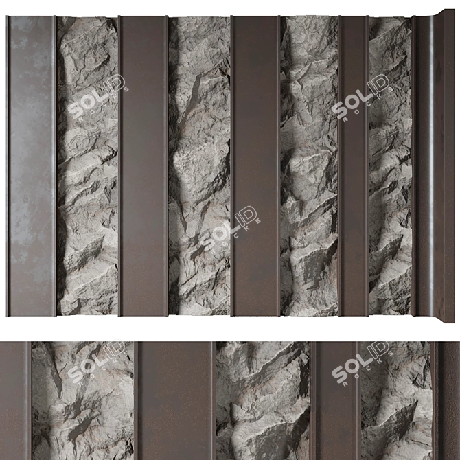 Stone Wall Panel Headboard, Displacement Render 3D model image 9