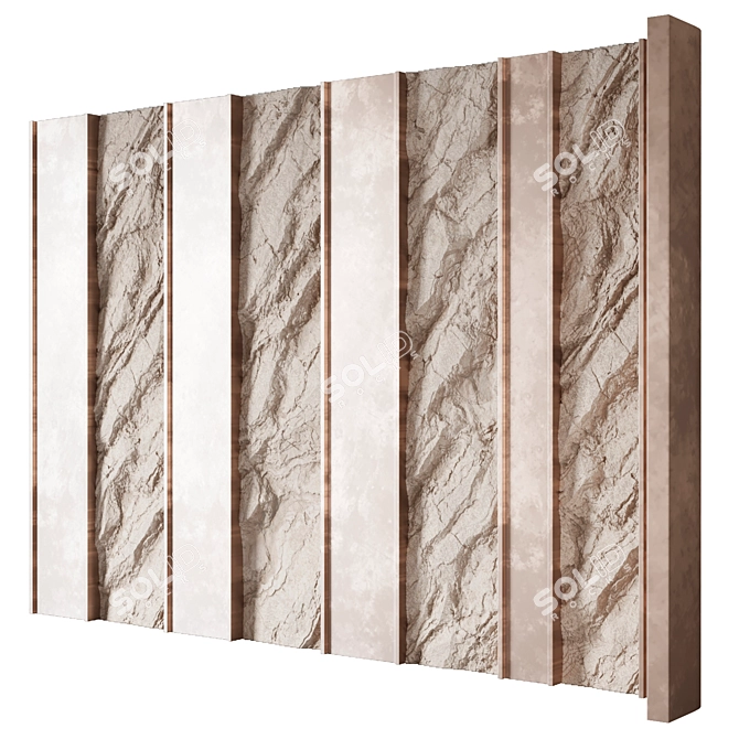 Stone Wall Panel Headboard, Displacement Render 3D model image 2