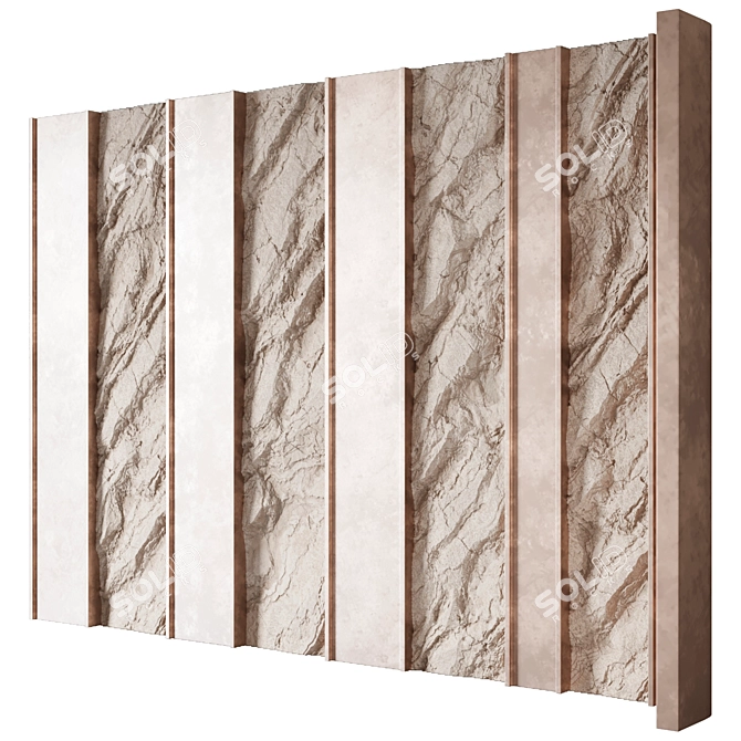 Stone Wall Panel Headboard, Displacement Render 3D model image 3