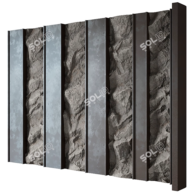 Stone Wall Panel Headboard, Displacement Render 3D model image 4