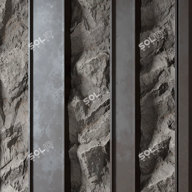 Stone Wall Panel Headboard, Displacement Render 3D model image 6