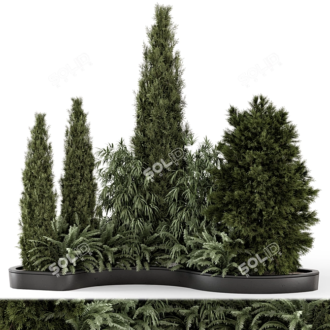 Outdoor Bush Tree Garden Set 3D model image 1