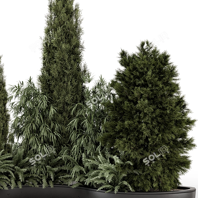 Outdoor Bush Tree Garden Set 3D model image 2