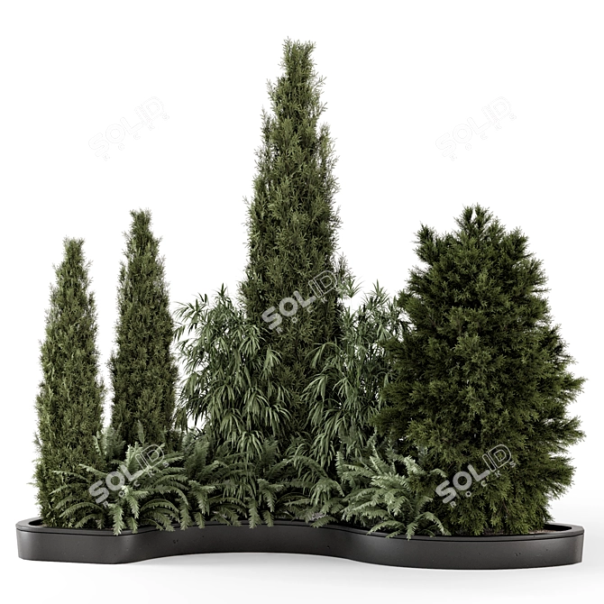 Outdoor Bush Tree Garden Set 3D model image 4