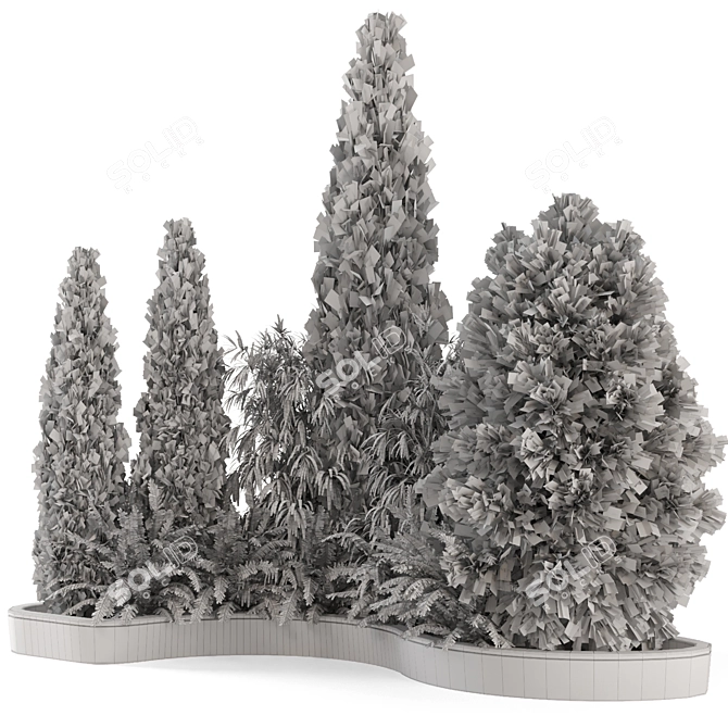 Outdoor Bush Tree Garden Set 3D model image 5