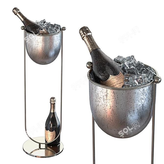 Modern Champagne Bucket Stand Display 3D model image 1