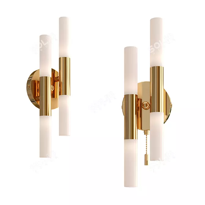 Elegant Gold White Bastone Lamp 3D model image 1