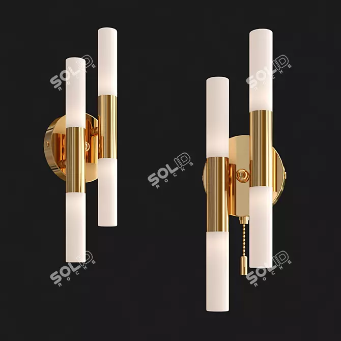 Elegant Gold White Bastone Lamp 3D model image 2