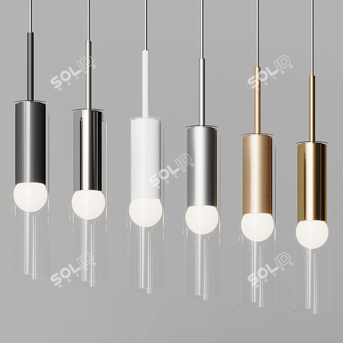 Glamorous Clear Glass Pendant Light 3D model image 4