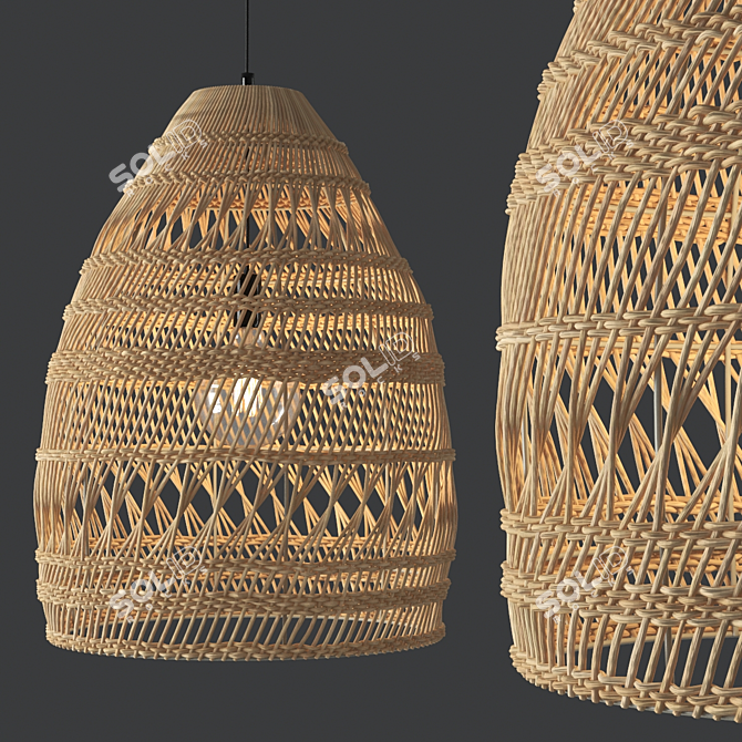 Rattan Cage Pendant Light Cluster 3D model image 5